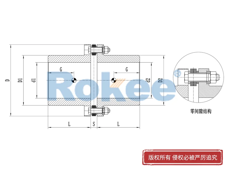 RLA标准单节金属膜片联轴器,减速机膜片弹性联轴器定制厂家,Rokee