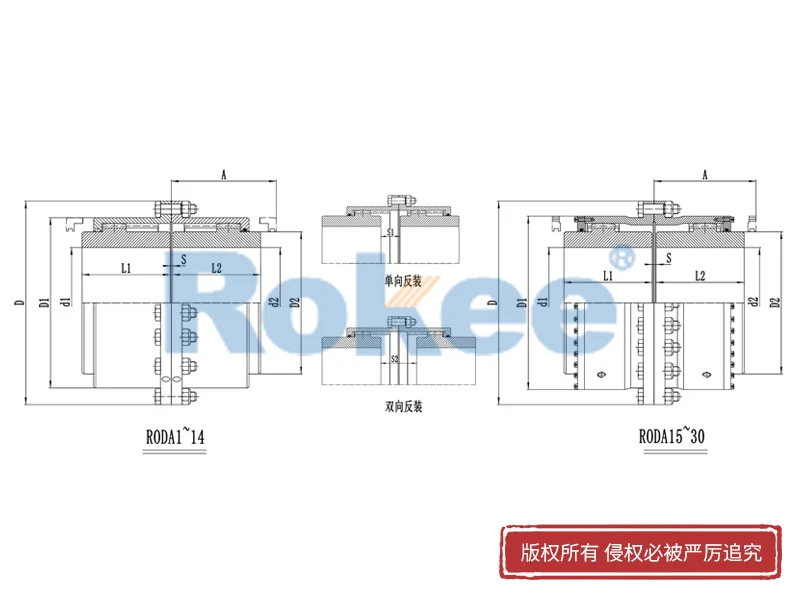 RODA 基本型鼓形齿式联轴器,中间接轴齿式联轴器厂商,Rokee