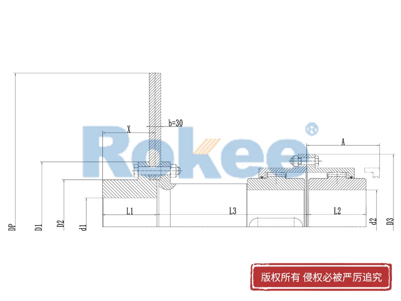 RODF带分体制动盘型鼓形齿式联轴器,中间接轴齿式联轴器厂商,Rokee