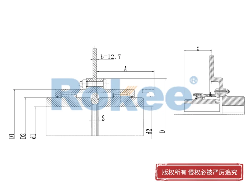 RODP制动盘型鼓形齿式联轴器,中间接轴齿式联轴器厂商,Rokee