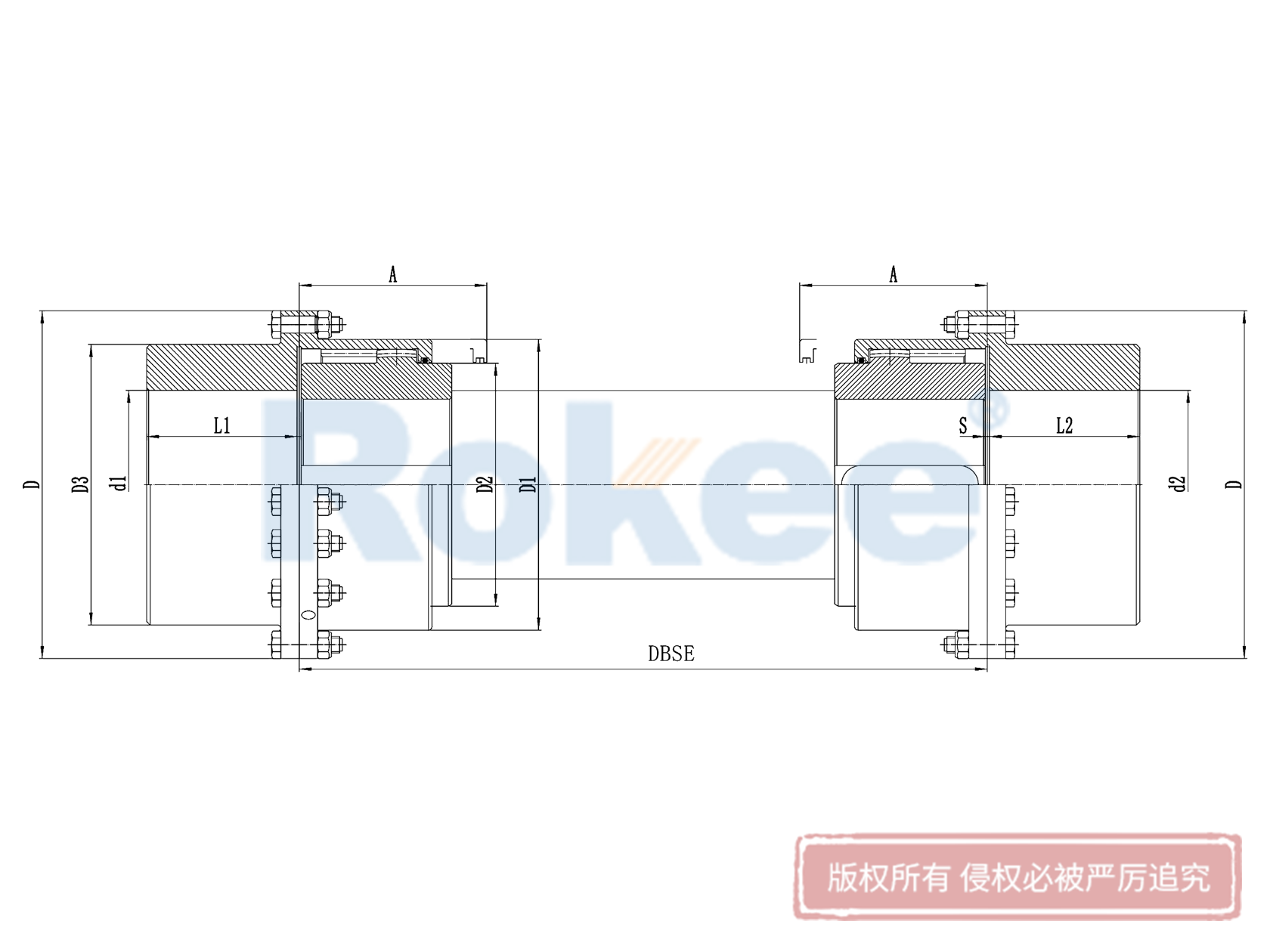 RODX中间接轴型鼓形齿式联轴器