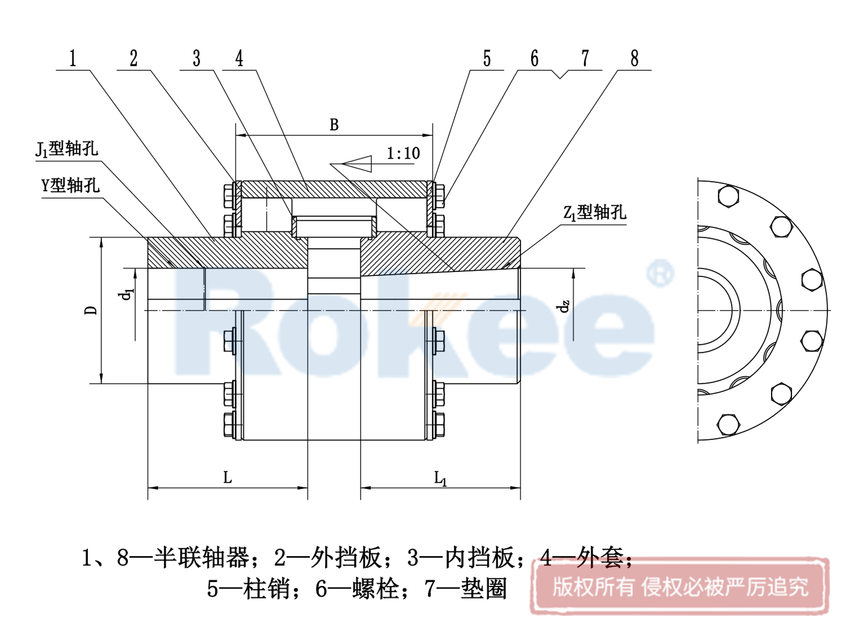 LZZ联轴器-ZLL联轴器-带制动轮弹性柱销齿式联轴器